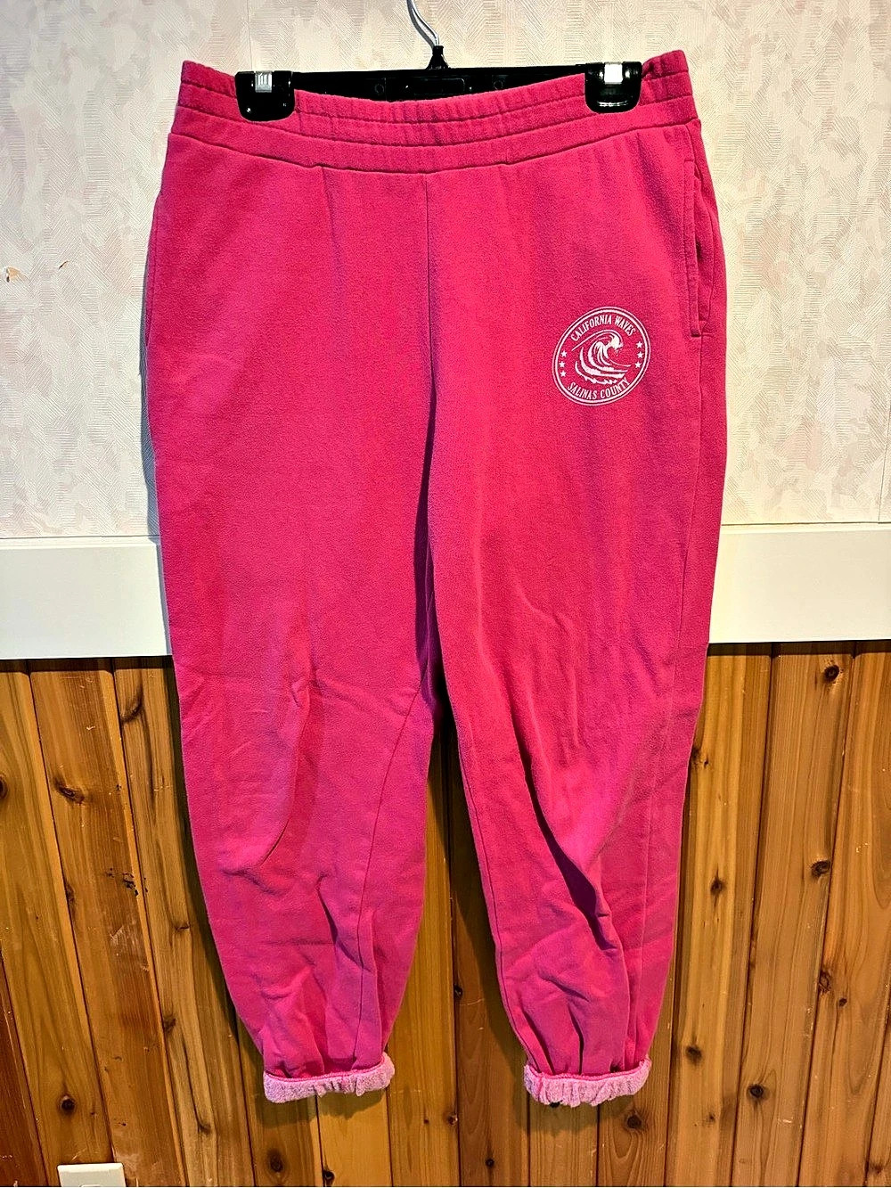 3 pants sz Med. Ardenes, George —Plaid Fleece Jogger, bright pink & blue Pants M